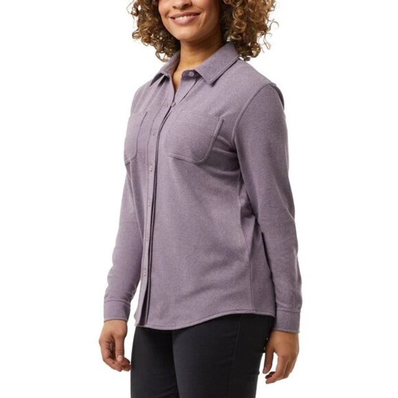 32 Degrees Ladies' Soft Fleece Button Up Shirt, (Purple, L) - Picture 1 of 3